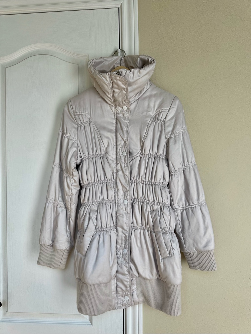 2ME Brand - Makeover Essentials Light Grey/Silver Quilted Puffer Coat